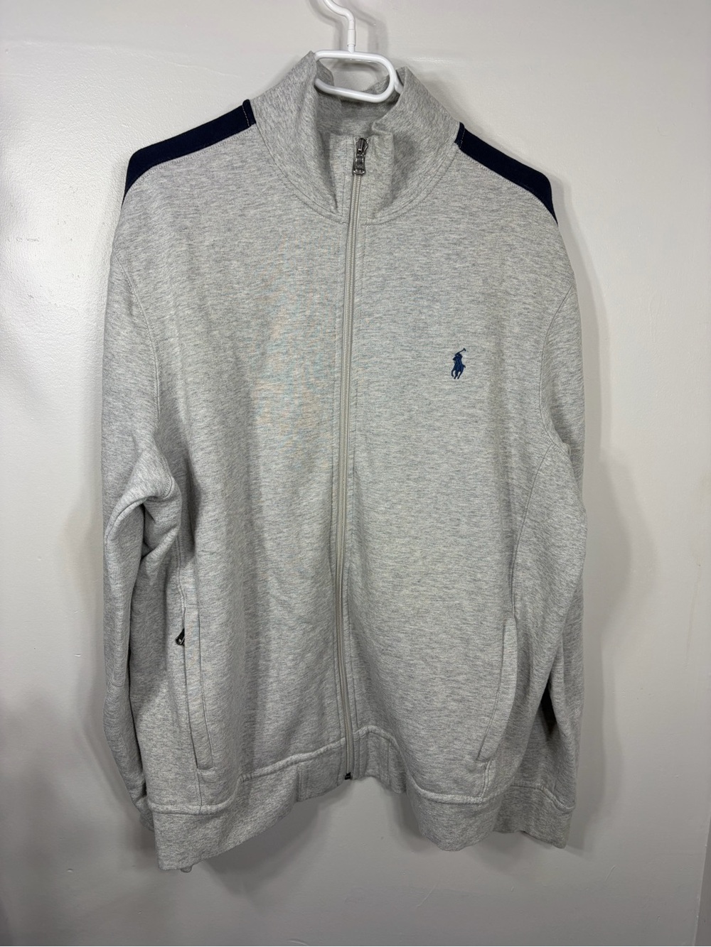Polo Ralph Lauren Gray Full Zip Track Jacket XL Pony‎ Logo Sweatshirt